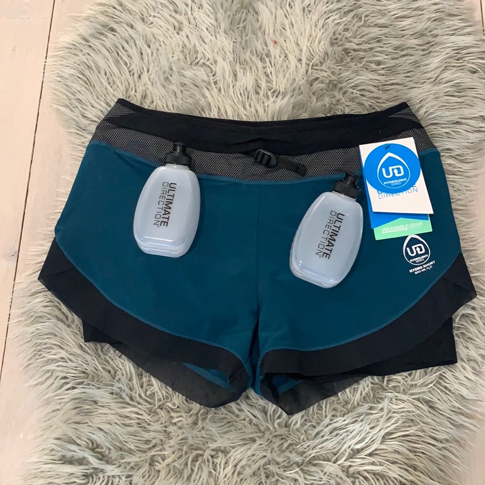 ❣️ULTIMATE DIRECTION❣️Hydrolight biker’s shorts ❤️❤️NWT❤️❣️teal and black tone❣️